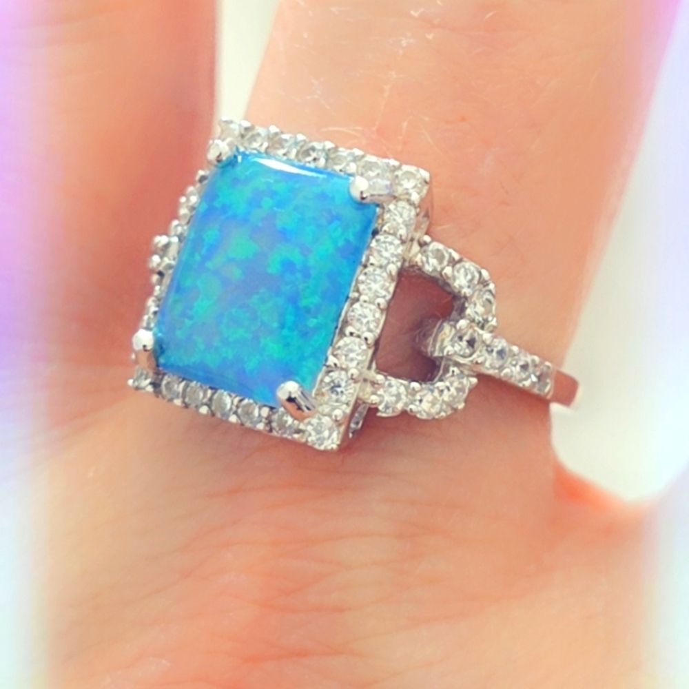 Opal & Topaz Sterling Silver Gemstone Ring